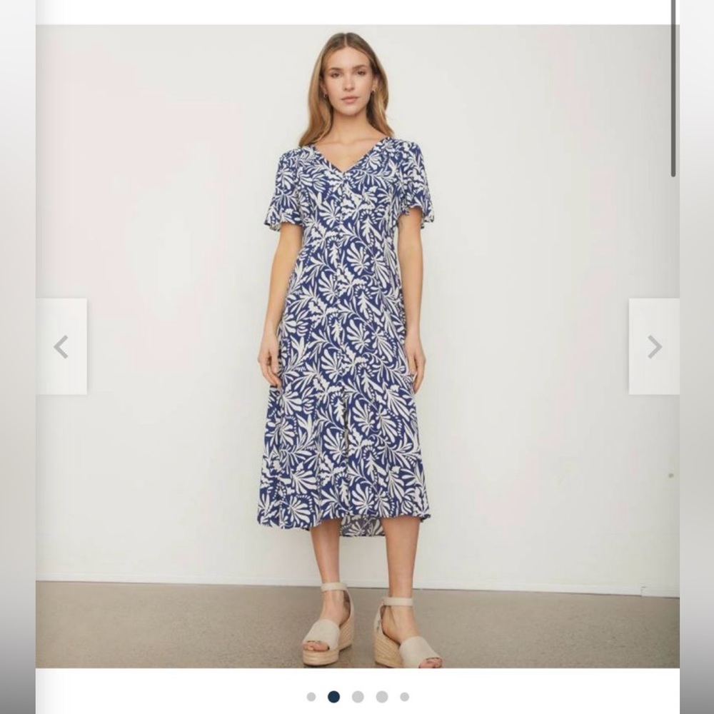 Women’s Blue Print Midi Dress Medium Size